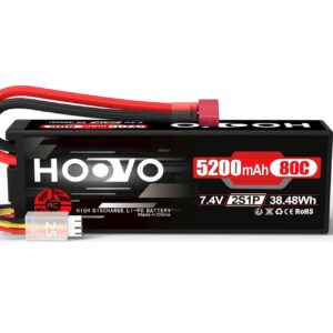 Hoovo RC Batterie Akku - 2S1P Lipo mit 7.4V und 5200mAh - 80C für Modellbau