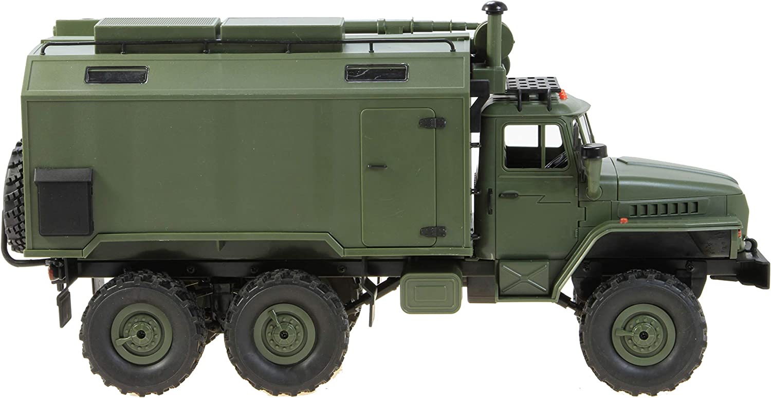 Camion Militaire RC Ural B36 1:16 - 6x6 Tout-terrain Avec Remorque Basculante - Télécommandé, Prêt à Rouler - Vert